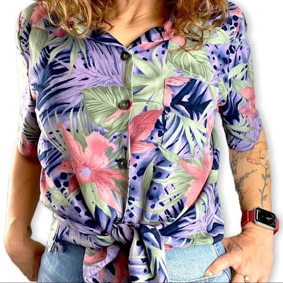Kathy Che Floral Blouse Vintage 90s Y2K - Picture 1 of 9
